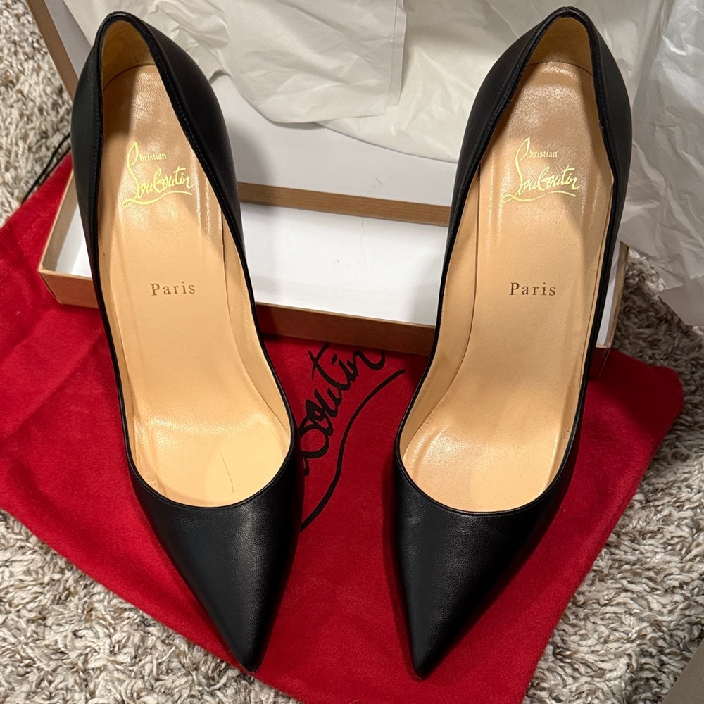 Christian Louboutin Black Heels with Signature Red Soles - Picture 8 of 11